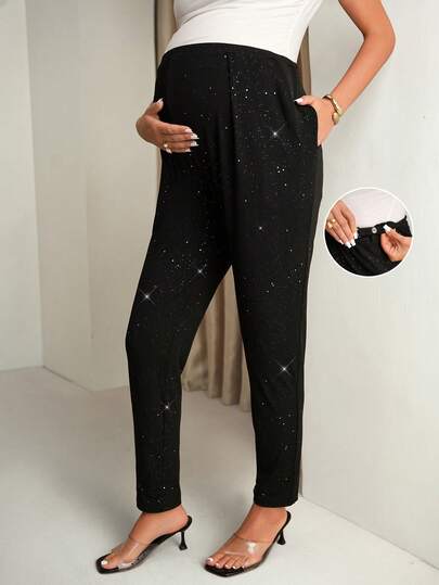 MaterniChic Quần dài thường ngày có túi và cạp điều chỉnh được, phù hợp cho phụ nữ mang thai.