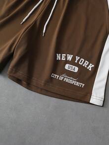 PAVTROS Men's Letter Print T-Shirt And Shorts Set - White - View 7