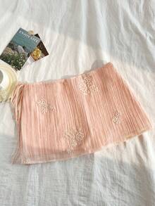 Elamini 女士刺绣低腰梭织迷你裙 - 粉色 - 查看 2