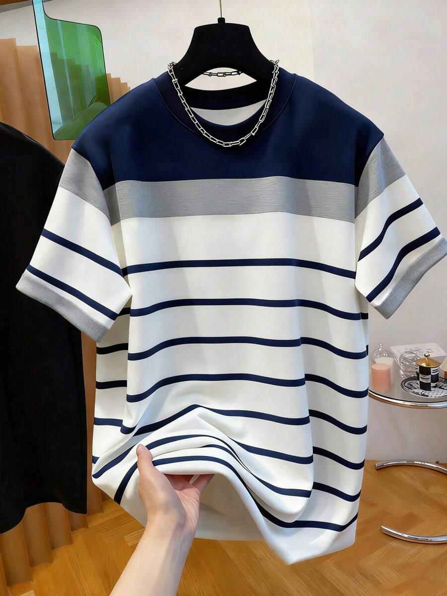 Manfinity Dauomo Kaos Pria Kerah Bulat Bergambar - Atasan Kasual Kerah Bulat - Kaos Ringan Cocok untuk Semua Musim - Putih - View 1