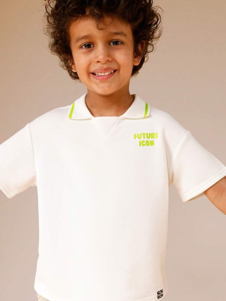 Short Sleeve Polo With Yellow Print