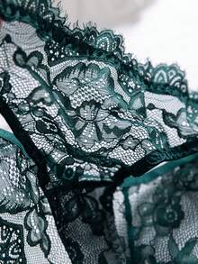SHEIN 2pcs Women Lace Lingerie Set - Dark Green - View 6