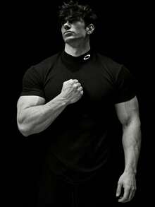 RISE LYT Áo thun thể thao tay ngắn cổ đứng thường ngày mùa hè dành cho nam Quần áo tập luyện Áo thun chạy bộ & Áo ba lỗ Áo ôm cổ tròn - màu đen - Xem 4