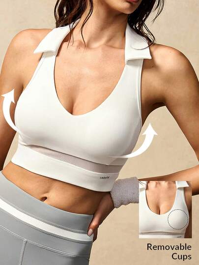 VARSIVA 女士纯色网眼拼接 Polo 衫，适合日常健身和运动