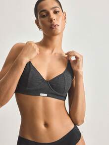 Ocili 1件灰色休闲钢圈轻薄衬垫提拉丰胸文胸（女士款） - 深灰色 - 查看 5