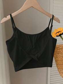 Comfortcana 2pcs/Set Women Seamless Backless Camisole Set, Bra-Free. Women Daily Casual Outfit - Multicolor - View 10