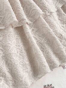 Elamini Women's Textured Jacquard Deep V-Neck Backless Ruffle Hem Mini Vacation Dress - Apricot - View 5