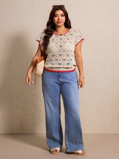 Elaquor Plus Size Hollow-Out Knit Camisole