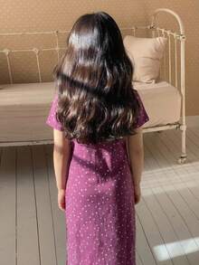 Dazy Kids 女童圆领短袖睡衣家居服夏季 - 紫色 - 查看 2