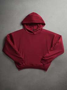 STYNVO 男士字母刺绣长袖休闲宽松连帽衫 - 紅色 - 查看 2