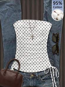 Attitoon 95%纯棉女士休闲抽绳系带修身抹胸上衣 - 彩色 - 查看 8