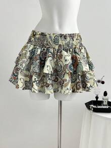 Elamini Women's Bohemian Print Short Flared Skirt - Multicolor - View 1