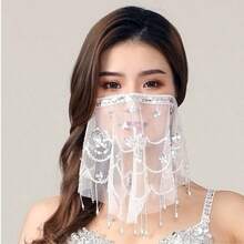 New Dance Performance Costume Accessories, Floral Gauze Veil & Face Mask For Belly Dance - Multicolor - View 15