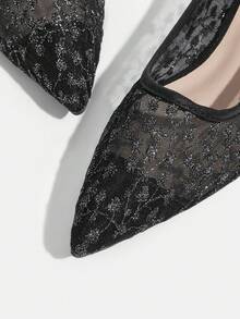 CUCCOO TILAWA 2026 Women's New Flat-Soled Soft-Soled Shoes, Flower-Embroidered Decorative Flat-Soled Shoes, Elegant Pointed Ballet Flat-Soled Hollow Shoes, Comfortable And Versatile Summer Breathable Hollow Mesh Sandals, Fashionable Outdoor Flat Shoes, Suitable For Parties, Weddings And Banquets, Valentine's Day Gifts - Black - View 5
