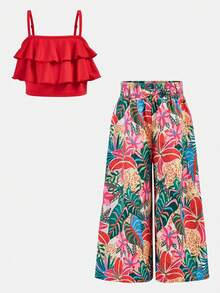 SHEIN 女童休闲吊带背心和裤子套装 - 彩色 - 查看 10