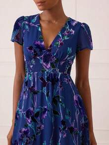 Lilora Women's Elegant Extra Long Velvet Burnout Dress - Multicolor - View 3