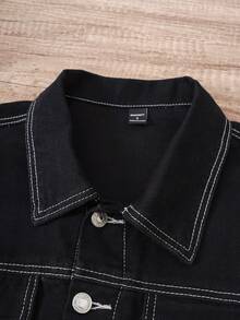 Manfinity Joysei Áo khoác nam dáng đứng, phong cách đường phố, thiết kế đường nét tinh tế, màu đen bạc. - màu đen - Xem 3