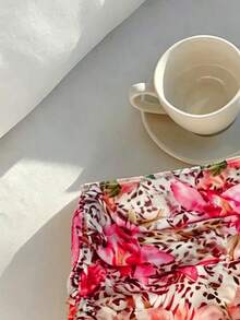 Elavelle Women's Random Print Drawstring Ruched Swimsuit Cover-Up, Spring/Summer - Multicolor - View 6