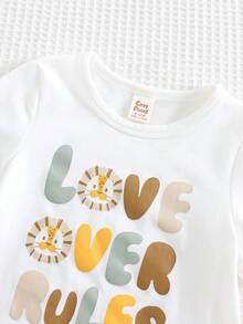 Cozy Pixies 2pcs Baby Boy Cartoon Animal Print Soft Knit Crew Neck Short Sleeve Top And Elastic Waist Shorts Set - Yellow - View 3