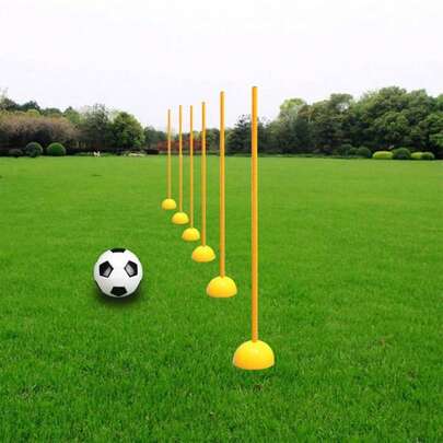 3pcs Heavy Duty Football Goal Post Obstacle Training Poles - Bright Yellow Training Poles, 50.01cm Each Section, Suitable For Soccer, Football, Hockey - Durable PVC Structure, Ideal For Agility, Speed, Tactical Training And Team Building - Portable Obstacle Training Equipment, Suitable For Home/Outdoor Training