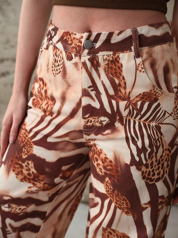 WOMEN'S SLIMMING ALL OVER PRINTED WIDE-LEG JEANS, SPRING/SUMMER