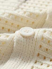 Manfinity CityGents 男士撞色纽扣镂空针织上衣 男士意大利度假装扮 男士钩针衬衫 希腊度假装扮 - 杏色 - 查看 5