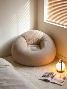 1 Inflatable Sofa, Inflatable Lazy Sofa, PVC Single-Person Ball-Shaped Sofa, Foldable Outdoor Lounge Chair (Bulk Items May Have Gray Or Black Bottoms, Sent Randomly) - Khaki - View 4