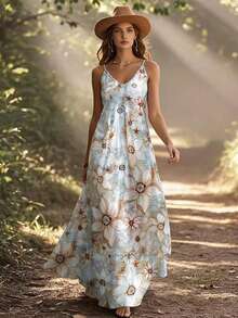 EMERY ROSE Ladies' Summer Floral Print Vacation Dress Maxi Women Outfit - Multicolor - View 7