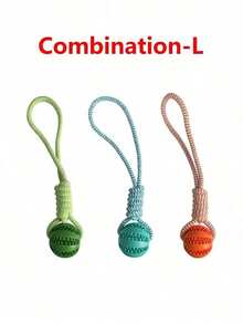 1pc Dog Braided Rope Knot Toys Ball With Handle, Chew Durable Toy Ball For Chew Training Pull Throw Toy Tug Of War Toy Dogs Fetch Toy - Multicolor - View 14