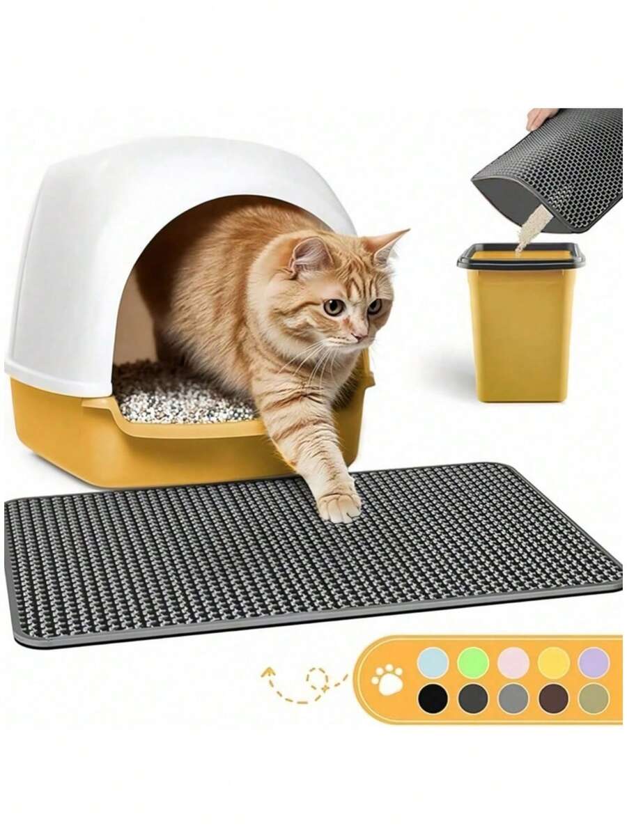 Double Layer Honeycomb Waterproof Cat Litter Mat Large Hole Non Stick Litter Feet For Indoor Home Pet Area Easy Clean Reusable Odor Control Washable Pet Supplies - Dark Grey - View 1