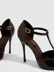 CUCCOO SZL Giày cao gót nữ - Màu cà ri - Xem 5