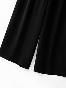 GlowEve CURVE Regata Elegante com Cintura Ajustada Plus Size + Calça Larga de Perna Larga Solta Moda Plus Size - Preto - Visão 8