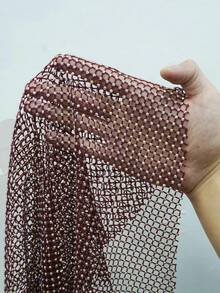 NU&NOW Valentine Sexy Beach Vacation Party Rhinestone Mesh Chain Decor Draped Neck Dress - Burgundy - View 5