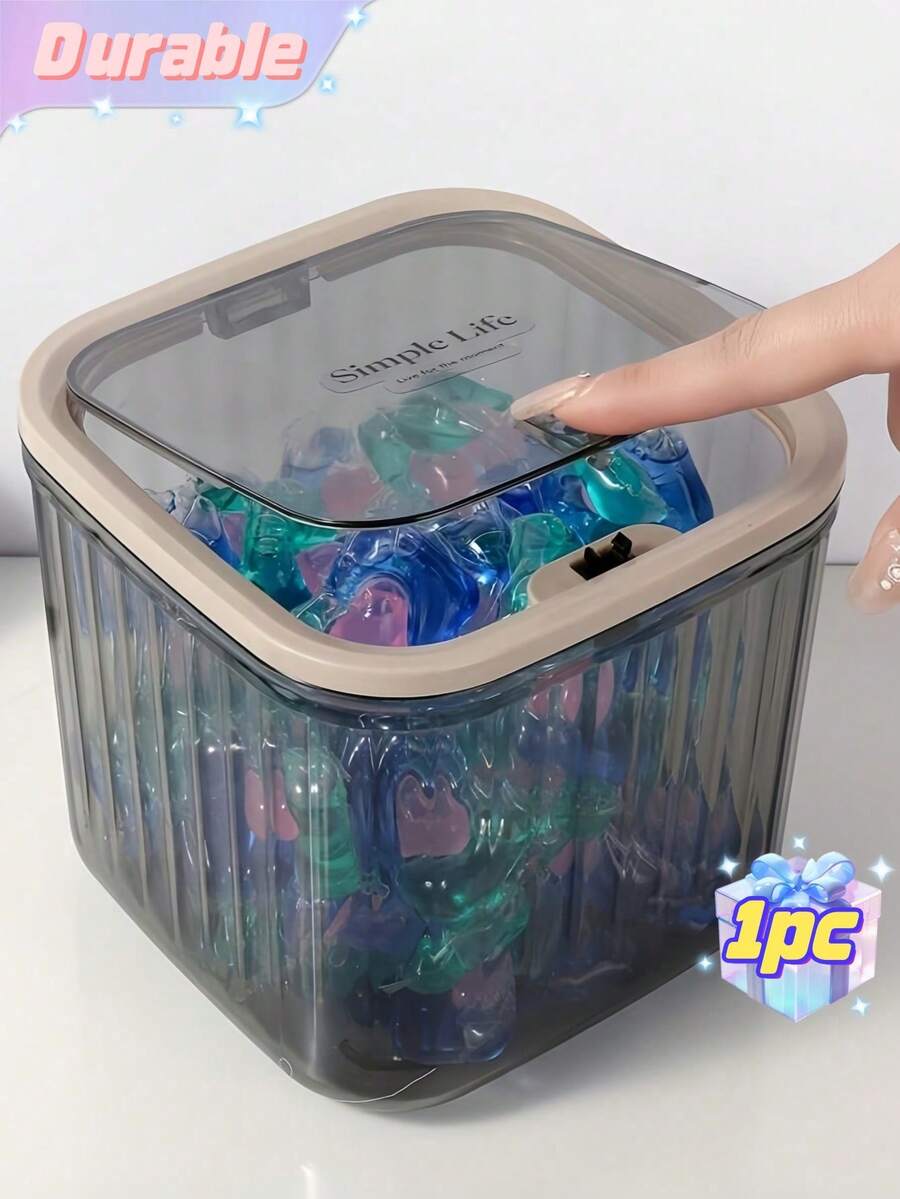 Organizador con tapa hermético para cápsulas de lavandería - Recipiente sellado para almacenar detergente en polvo, bombas de baño y potenciadores de aroma | Organizador a prueba de humedad para el baño, un imprescindible para los artículos de verano - Multicolor - Ver 1