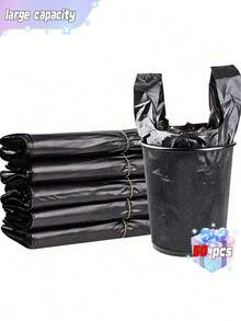 50PCS Plastic T-Shirt Bags With Handles, Polyethylene Shopping Bags, Large Black Garbage Bags, Kitchen Garbage Bags, Vegetable Bags, Grocery, Vegetable, Fruit, Snack Large Garbage Bags - Convenient, - Multicolor - View 1