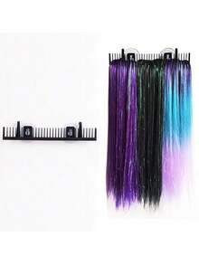 假发展示架，ABS材质假发支架，黑色、粉色、蓝色可选。假发接发夹挂架，发束洗衣假发展示架 - 彩色 - 查看 3