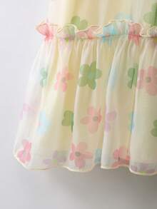Đầm chữ A cổ bẻ màu hồng in hoa cho bé gái (cỡ nhỏ) với thiết kế nơ. - Nhiều màu - Xem 4