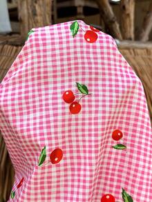 SHEIN Đầm bầu không tay họa tiết kẻ caro và quả anh đào - Nhiều màu - Xem 5