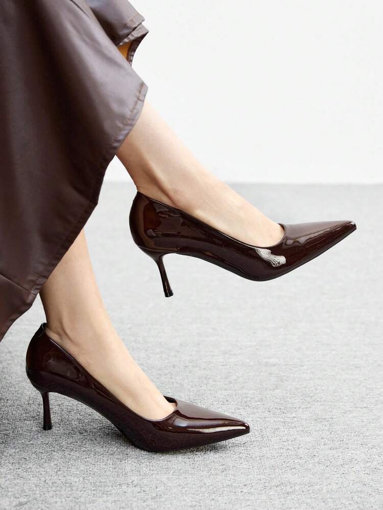 CUCCOO BIZCHIC Women Shoes Pointed Stiletto Brown Simple And Comfortable Commuting Daily Versatile To Work Women's High Heels Shoes Temperament Fashionable And Sexy High Heels Suitable For Work Party Banquet Women's Shoes