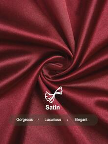 Franclia Elegant Bodysuit, Stretch Satin Bodysuit With Glossy Finish, Bow Shoulder Bodysuit, Everyday Bodysuit - Burgundy - View 4