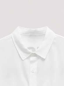 Open Phase 休闲短款宽松红色口号图案印花白色图案衬衫 - 白色 - 查看 3