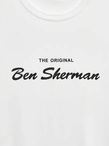 Open Phase Men's "The Original Ben Sherman" Graphic T-Shirt, White Short Sleeve, Crew Neck, Casual Summer T-Shirt, Machine Washable, Comfortable Outdoor Casual Wear, Machine Washable Shirt - White - View 3