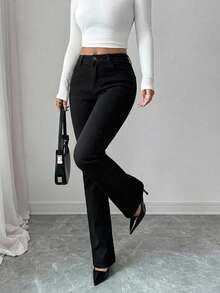EURMUSE Solid Tapered Jeans - Grey - View 3