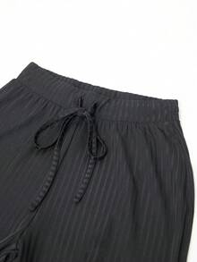 Dewbera Dewbera Pantalon de sport, de yoga et de plein air pour femmes, de couleur unie, taille large avec cordon de serrage, jambes larges, décontracté et simple - Noir - Voir 8