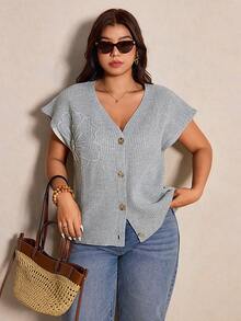 Elaquor Áo khoác cardigan dáng rộng thanh lịch kiểu Pháp, thêu hoa tối giản, cài kim loại, thích hợp mặc đi làm, áo len mỏng nhẹ cho nữ, mùa xuân/hè. - Xám - Xem 8