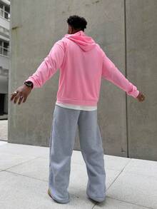 Heavens Edit Manfinity Streetrush Men Dark Street Style INS High Street Zip-Up Hoodie. Street Style, Y2k, Fall - Pink - View 2