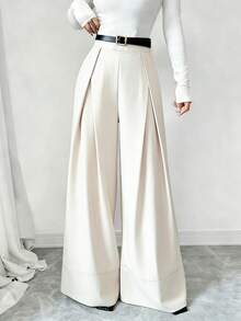 GlowEve Pantalones rectos minimalistas y versátiles para mujer, adecuados para el transporte - Caqui - Ver 2