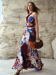 MOTF PREMIUM WOMEN'S LINEN BLEND PRINTED BEADED HALTER TOP - Multicolor - View 6