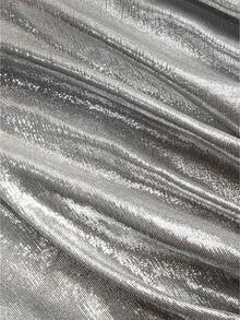 SaltGleam SaltGleam Vestido mini ajustado plisado con detalle de anillo redondo, moda de verano para mujer - Plateado - Ver 4