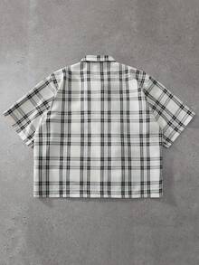 STYNVO Camisa a cuadros con cuello abotonado para hombre - Blanco y Negro - Ver 2